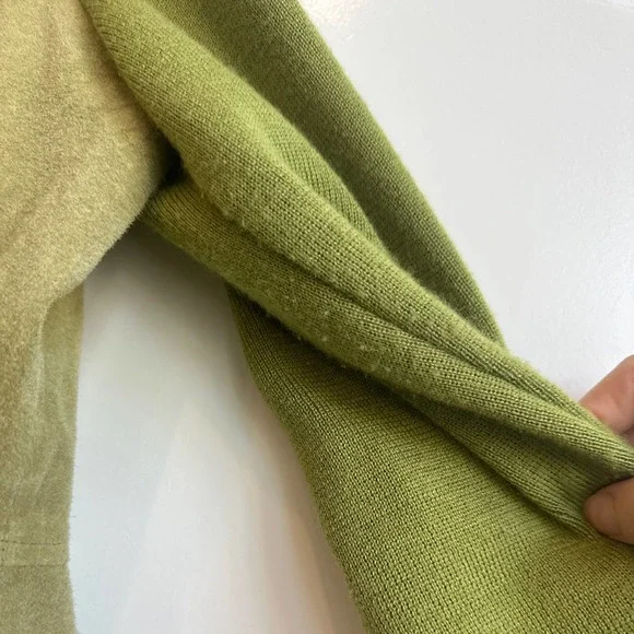 StoneBridge Chartreuse Leather and Wool Blend Single Closure Rustic, Boho Coat - Picture 6 of 7